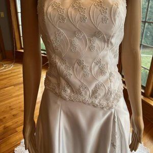 *Do You Love Me White Bead Satin Lace 2pc Beads Wedding Dress Bridal Gown Size 8